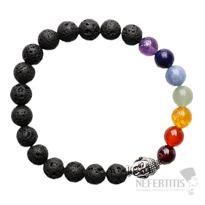 Buddhistisches Chakra-Armband aus Lavastein