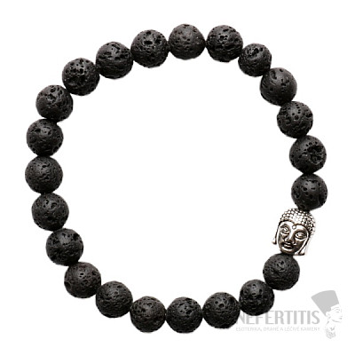 Buddha Kopf Armband aus Lavastein