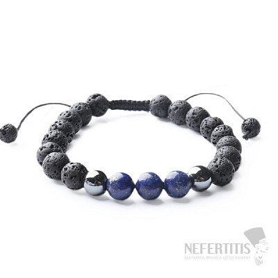 Armband aus Lapislazuli und Lavastein mit Shamballa-Verschluss