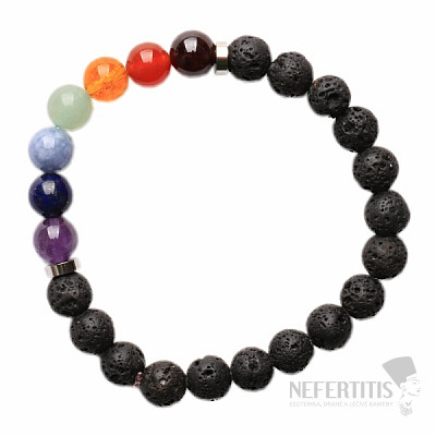 Chakra bracelet made of lava beads and semi-precious stones
