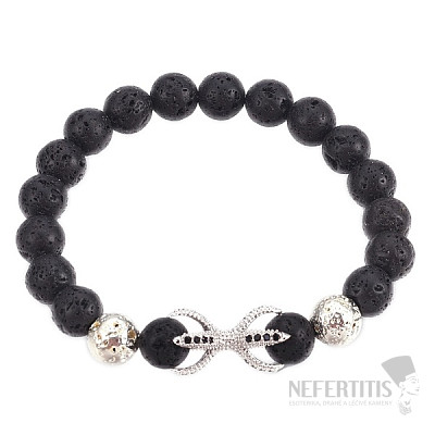 Armband aus Lavastein mit Dorje-Silberfarbe Bellezza Nera