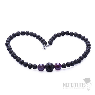 Lavasteinkette mit Amethyst