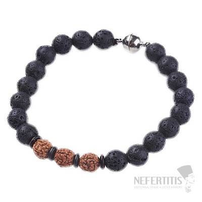 Lavastein-Armband mit Rudraksha