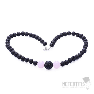 Lava stone necklace with rose gold