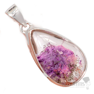 Lodolite - crystal with inclusions pendant silver Ag 925 P1387