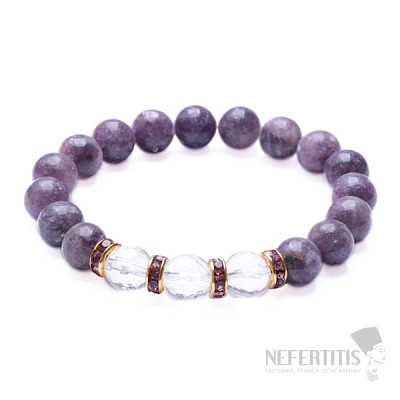 Lepidolite and cut crystal bracelet RB Design 122