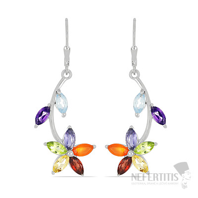 Chakra earrings petals rhodium plated silver Ag 925