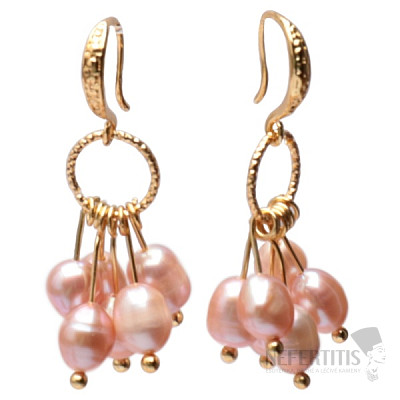 Ohrringe mit vergoldeten pflaumenfarbenen Perlen