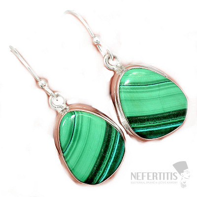 Malachit náušnice stříbro Ag 925 E1713