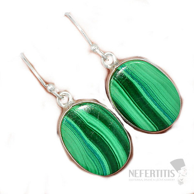 Malachit náušnice stříbro Ag 925 E1773