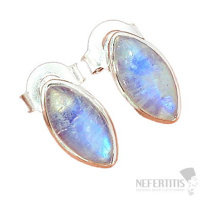 Rainbow moonstone earrings, silver Ag 925 E1077