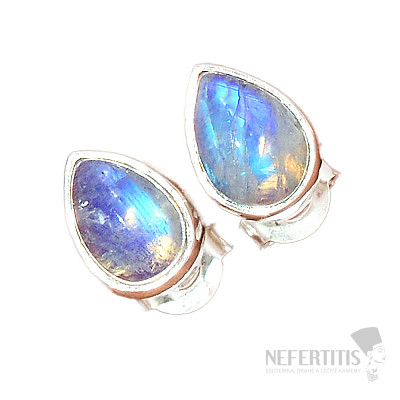 Regenbogen-Mondstein-Ohrringe, Silber Ag 925 E1125