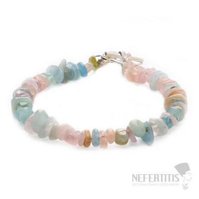 Morganite - beryl pink emerald bracelet with hearts