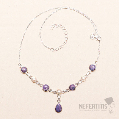 Tyrkys purpurový náhrdelník stříbro Ag 925 MP-615