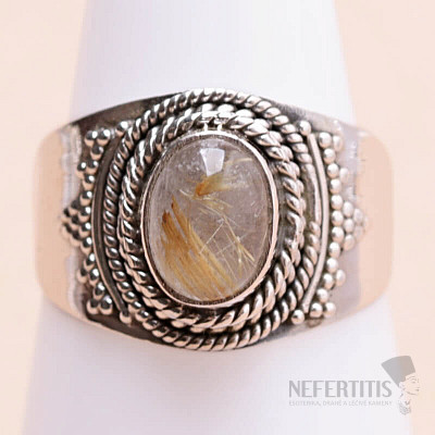 Sagenitkristall mit Rutilring Silber Ag 925 N7338