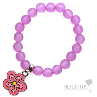 Children's bracelet with colored beads and a flower