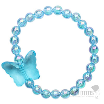 Blaues Regenbogen-Armband für Kinder mit einem Schmetterling