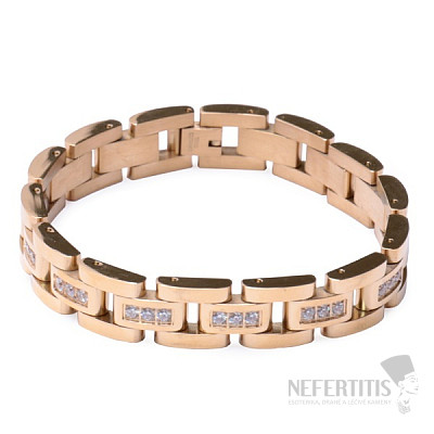 Armband im Uhrenarmband-Stil aus Edelstahl, goldfarben, 23,5 cm