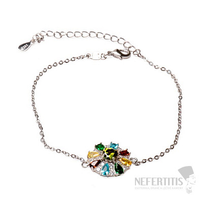 Blumen-Kettenarmband in Zirkonia-Farbe