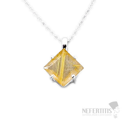 Sagenite crystal with rutile necklace silver Ag 925 43567