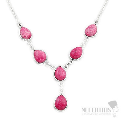 Thulite necklace silver Ag 925 10446