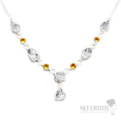 Herkimer diamant náhrdelník stříbro Ag 925 92734