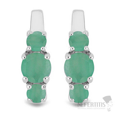 Silver earrings with cut emeralds Ag 033750 EM