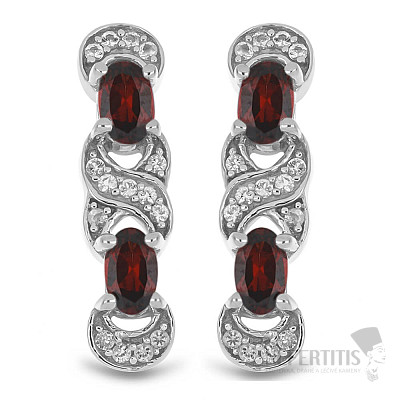 Silver earrings with cut garnets and zircons Ag 925 013834 GT