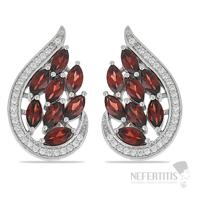 Silver earrings with cut garnets and zircons Ag 925 020073 GT