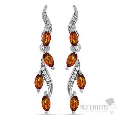 Silver earrings with cut Madeira citrines and zircons Ag 925 0022211 MCT