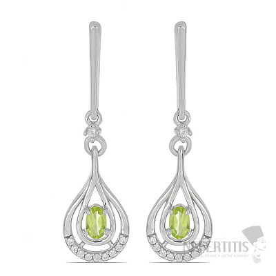 Silver earrings with cut olivines and zircons Ag 925 025929 PD
