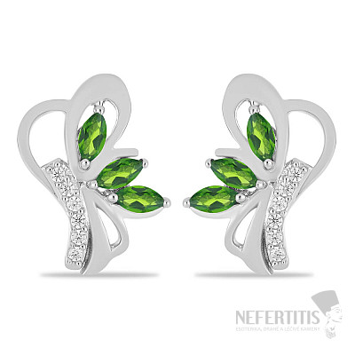 Silver earrings with chrome diopside and zircons Ag 925 026339 DIO