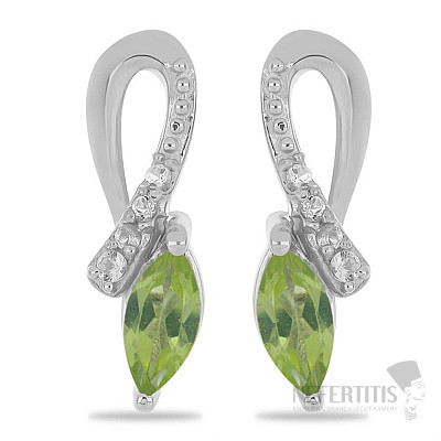 Silver earrings with cut olivines and zircons Ag 925 031091 PD