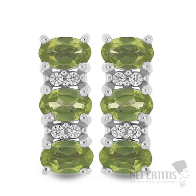 Silver earrings with cut olivines and zircons Ag 925 033780 PD