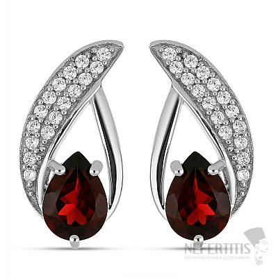 Silver earrings with cut garnets and zircons Ag 925 043304 GT