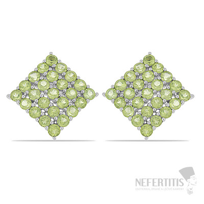 Silver earrings with cut olivine Ag 925 08101 PD
