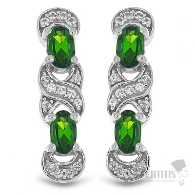 Silver earrings with cut chrome diopsides and zircons Ag 925 013834 DIO