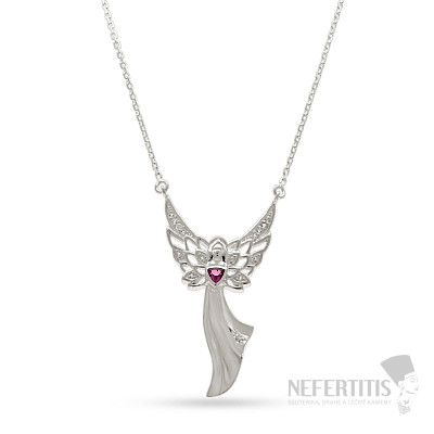 Silver necklace with rhodolite ANGEL