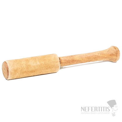 Palička dřevěná s béžovým semišem ke zpívajícím miskám 15 cm