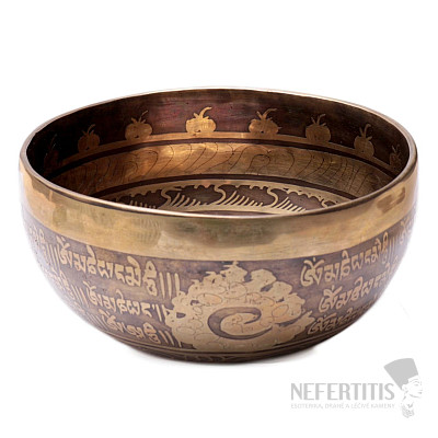 Tibetan bronze singing bowl engraved 14 cm