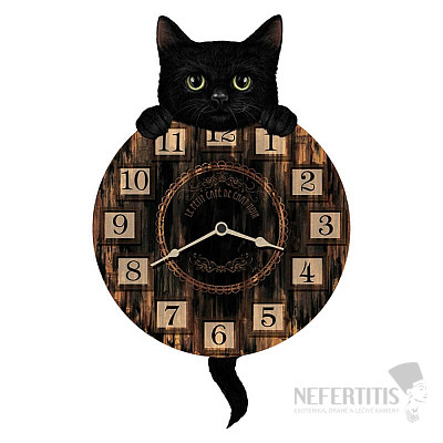 Tickende Wanduhr mit Katze