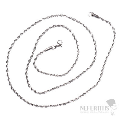 Rope style stainless steel necklace in steel color 60 cm