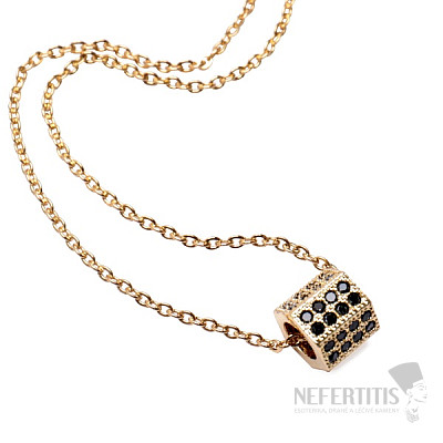 Necklace stainless steel in gold color cubic zirconia Prism 45 cm
