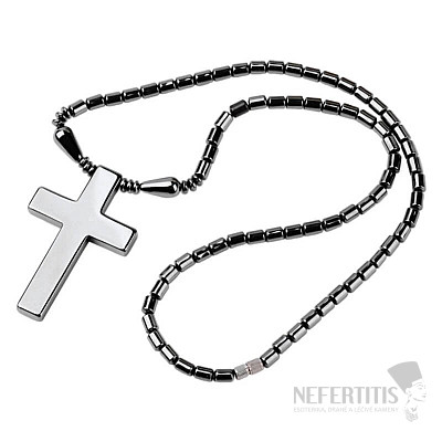 Hematit náhrdelník s krížom