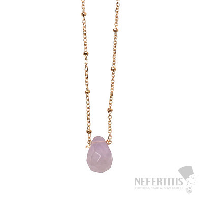 Amethyst geschliffener Tropfen mit Edelstahlkette