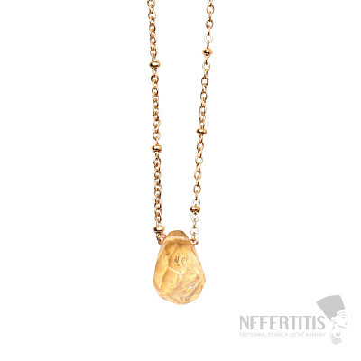 Cut citrine Drop with stainless steel chain