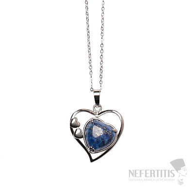 Lapis lazuli srdce náhrdelník z nerez oceli