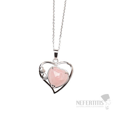 Rose quartz heart necklace made of stainless steel