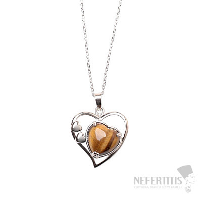 Tiger eye heart necklace made of stainless steel
