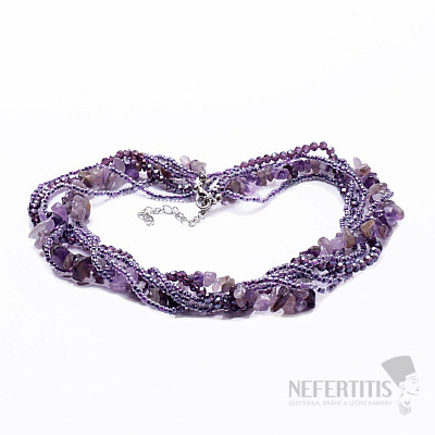 Exklusive Amethyst-Halskette mit funkelnden Perlen